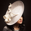 Pastel grey and ivory large hat for Royal Ascot or mother of the bride