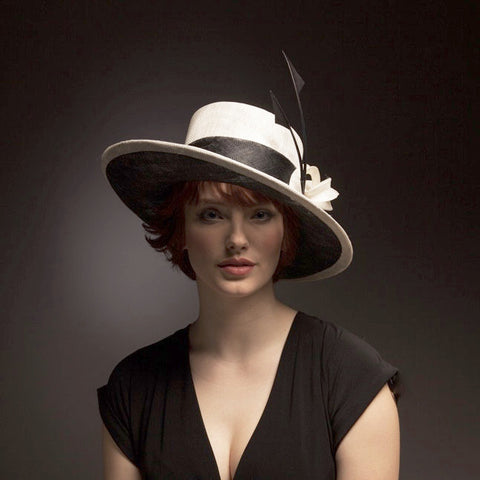 black and white monochrome large hat Royal Ascot and mother of the bride
